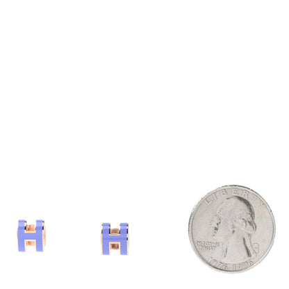 Hermes Rose Gold Lacquered Mini Pop H Earrings Lilac 2 of 8