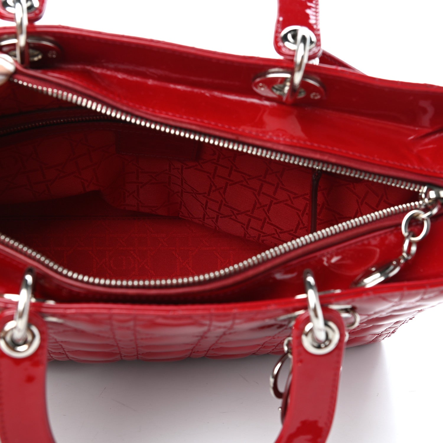 Christian Dior Patent Cannage Large Lady Dior Red 5 of 9