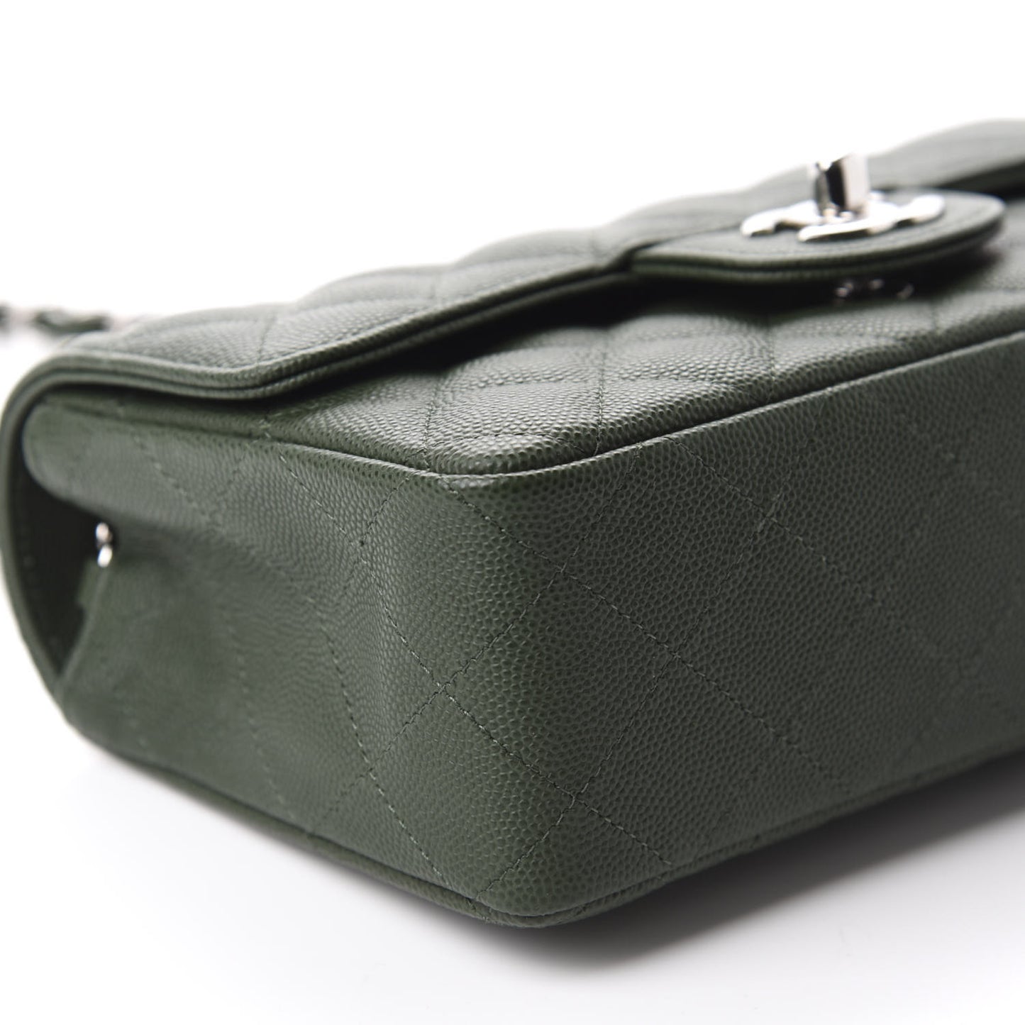 Caviar Quilted Mini Rectangular Flap Dark Green