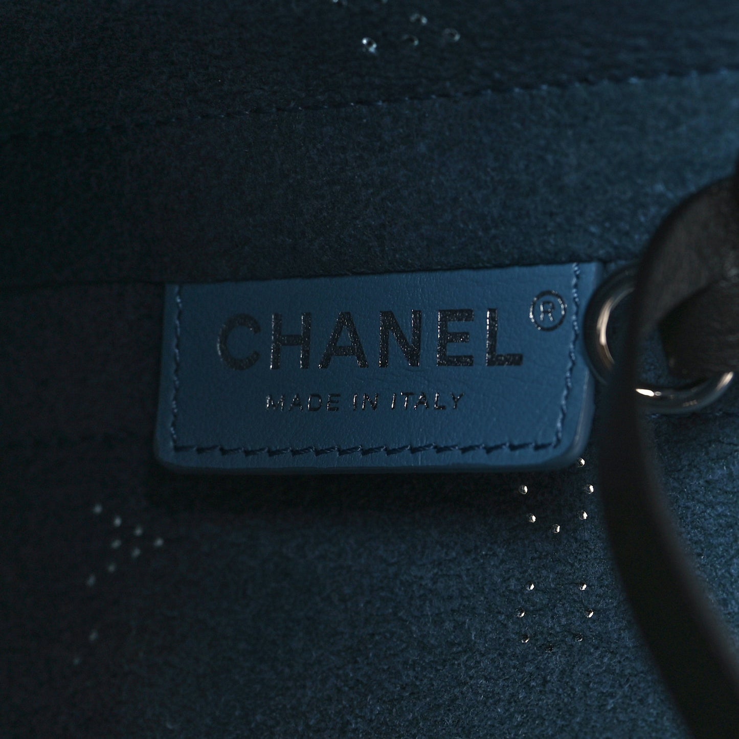 Calfskin Tweed Small Logo Eyelets Shopping Tote Black