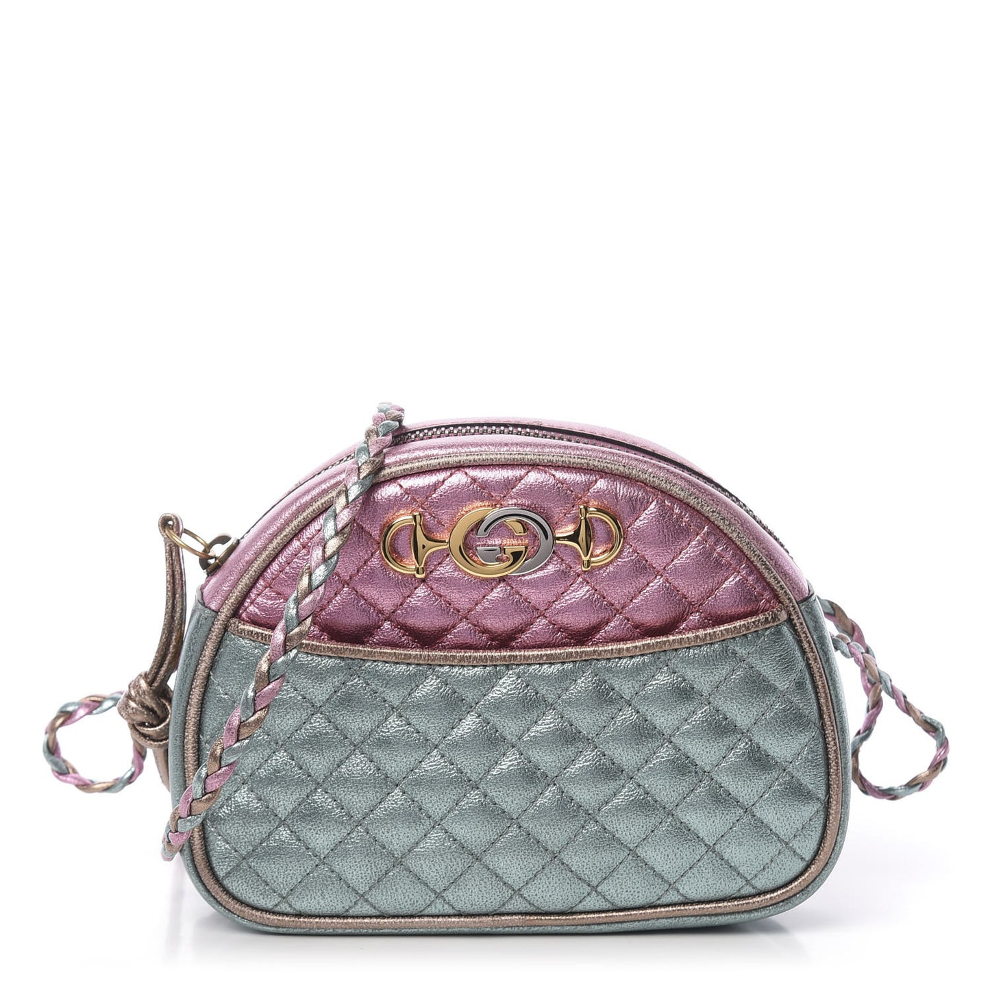 Laminated Nappa Trapuntata Mini Zumi Dome Shoulder Bag Rosa Lago Rame