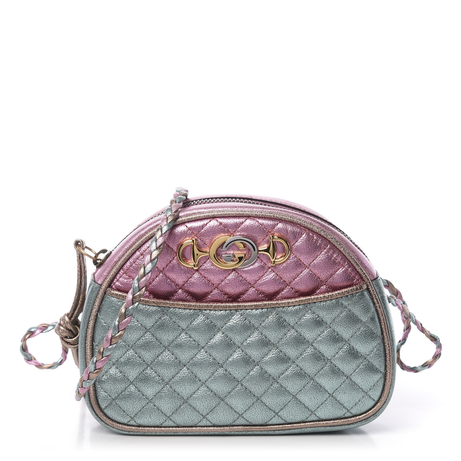 Gucci Laminated Nappa Trapuntata Mini Zumi Dome Shoulder Bag Rosa Lago Rame 1 of 11