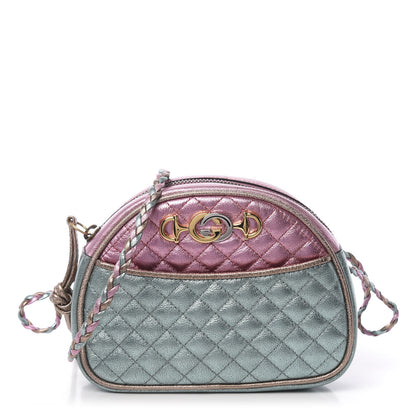 Gucci Laminated Nappa Trapuntata Mini Zumi Dome Shoulder Bag Rosa Lago Rame 1 of 11