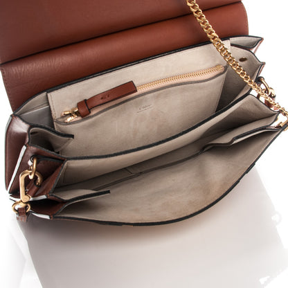 Chloe Suede Calfskin Patchwork Medium Faye Shoulder Bag Tobacco 5 of 9
