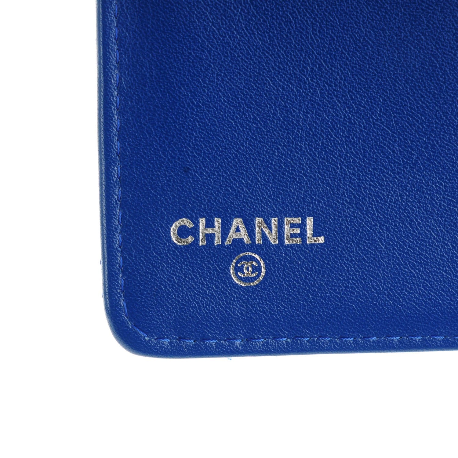 Chanel Patent Quilted Zip Pocket Wallet Blue 6 of 8