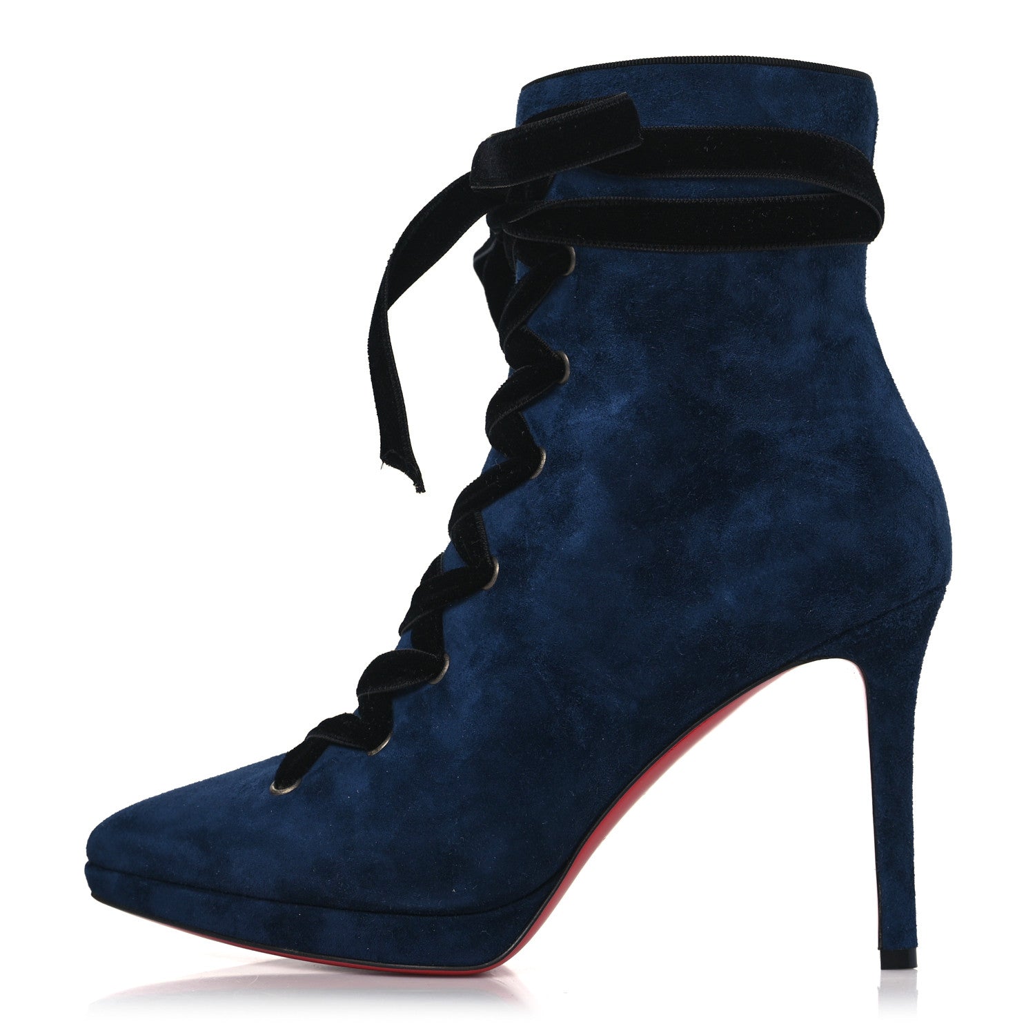 Christian Louboutin Veau Velours Circus Nana 100 Ankle Boots 37 Marine Black 1 of 8