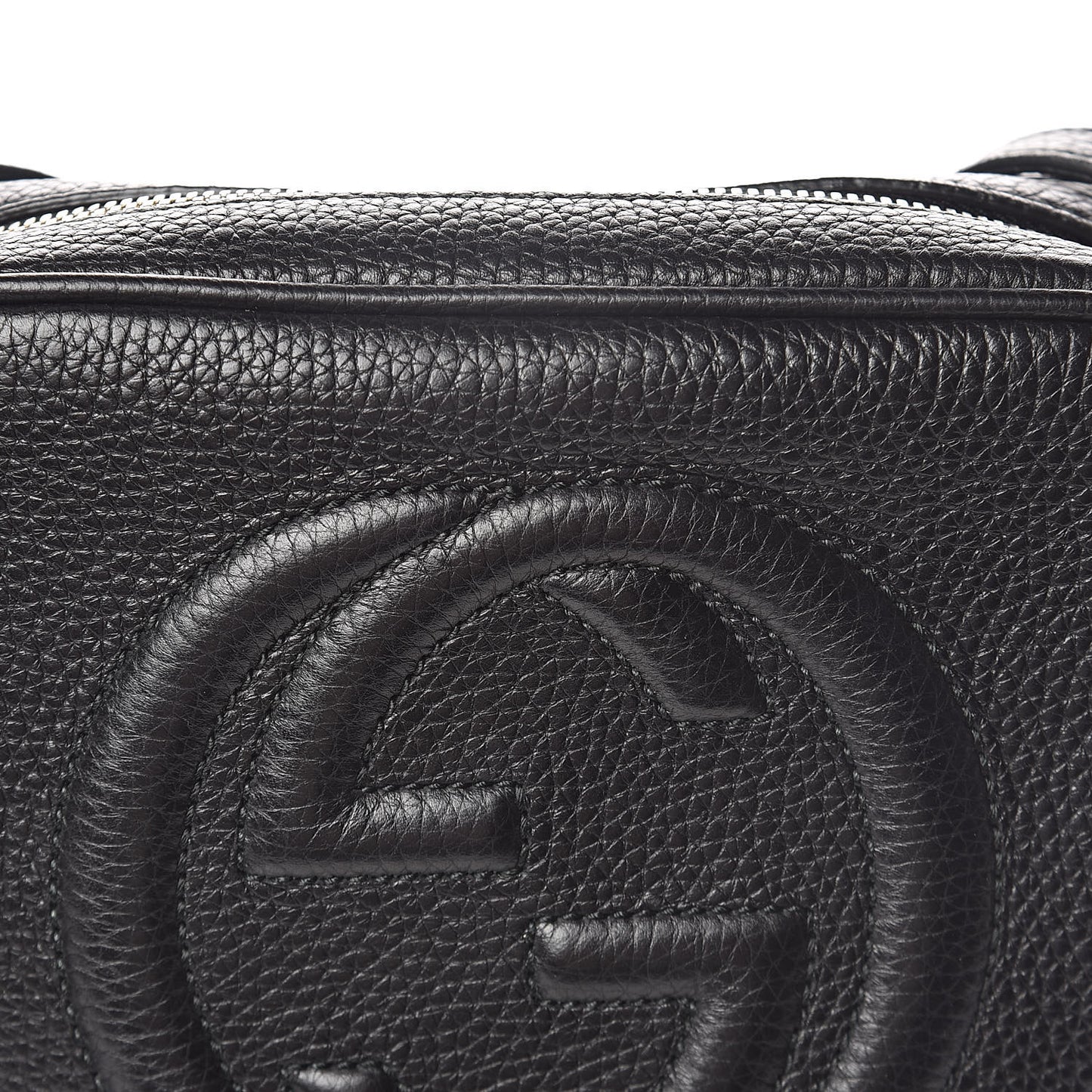 Pebbled Calfskin Small Soho Disco Bag Black