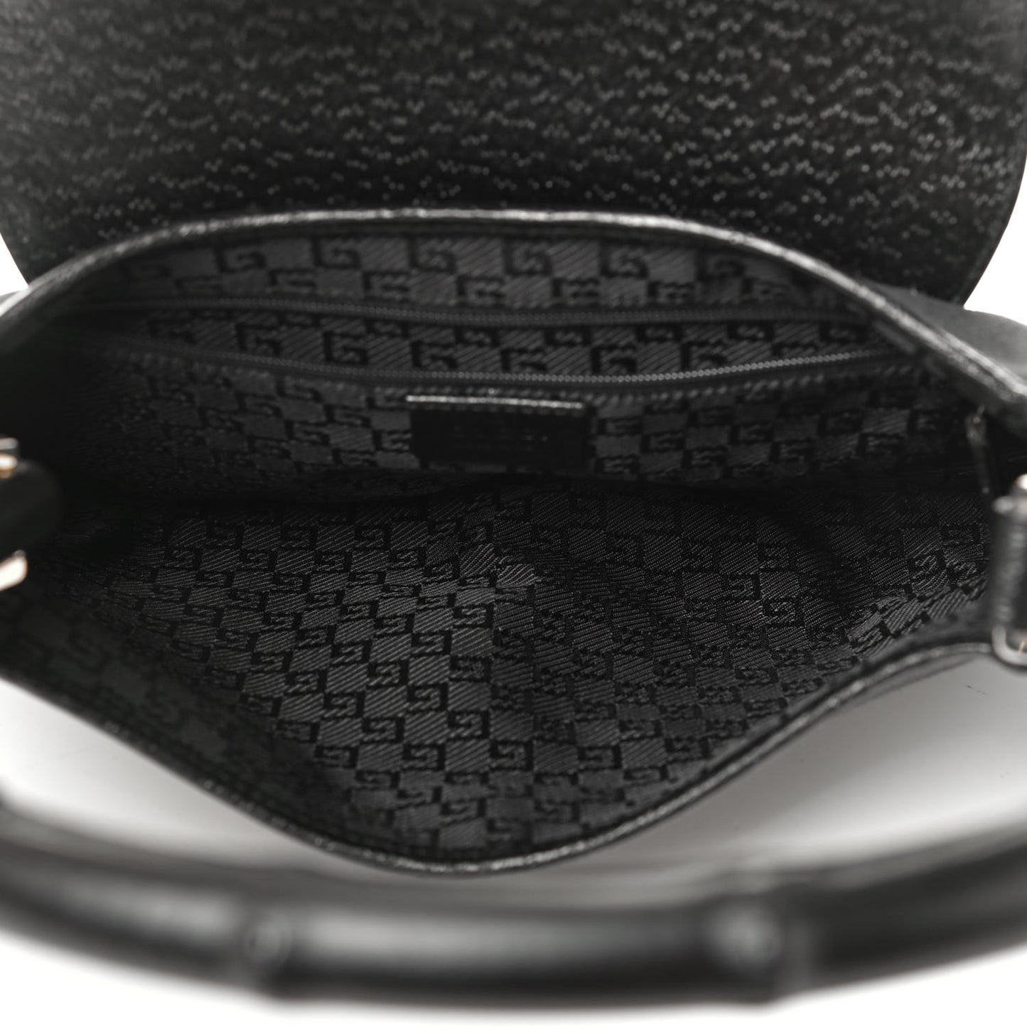 Canvas Calfskin Bamboo Handle Jackie O Hobo Black
