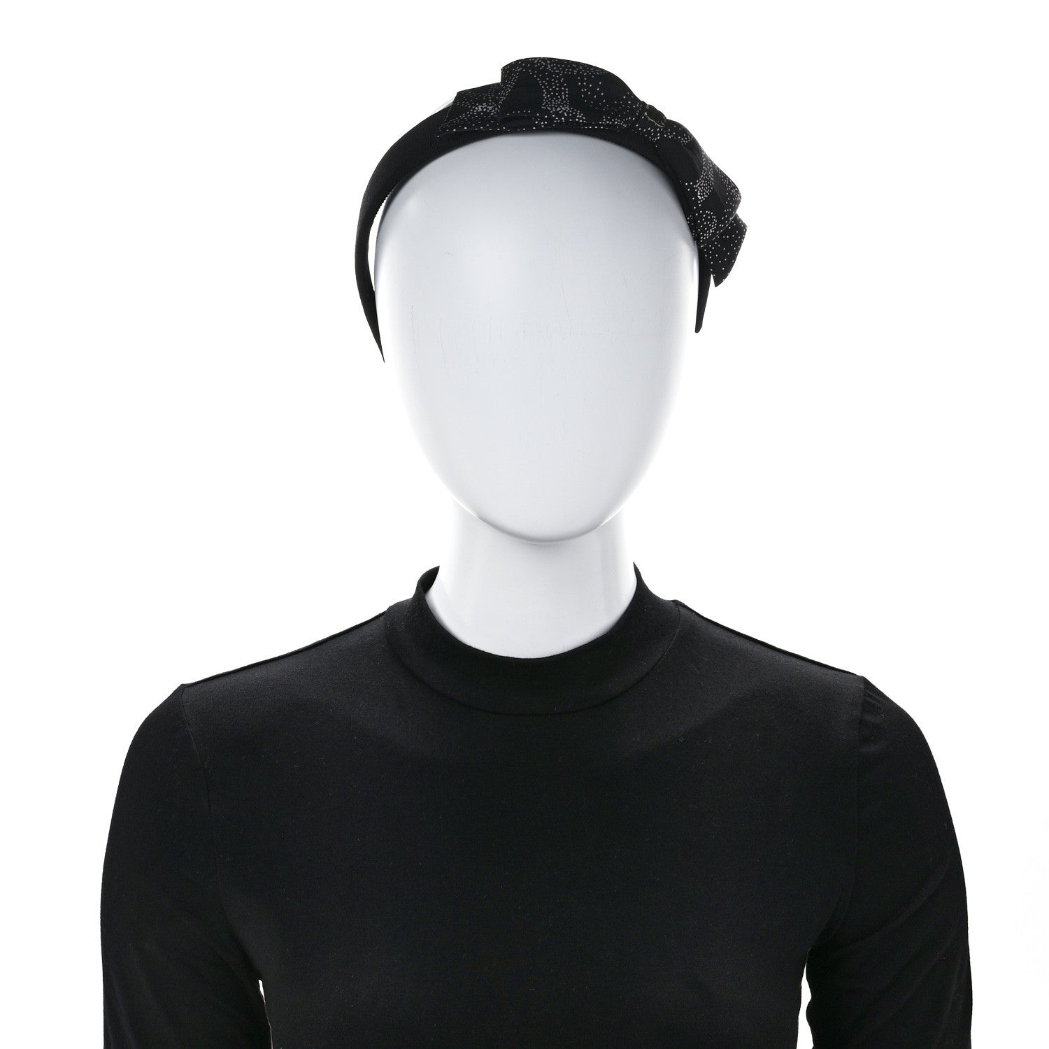 Chanel Silk Bow CC Headband Black White 2 of 7