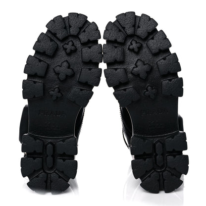 Prada Spazzolato Rois Re-Nylon Metal Triangle Logo Monolith Pouch Pocket 55mm Boots 38 Black 5 of 15