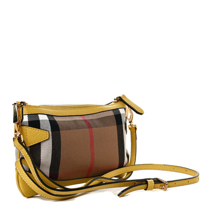 Burberry House Check Bridle Calfskin Peyton Crossbody Yellow 3 of 14