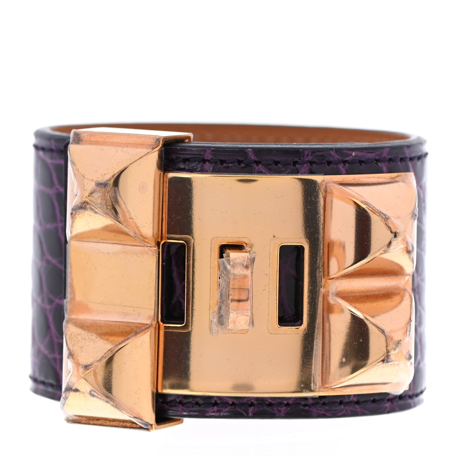 Hermes Shiny Alligator Collier De Chien CDC Bracelet S Amethyst 3 of 7