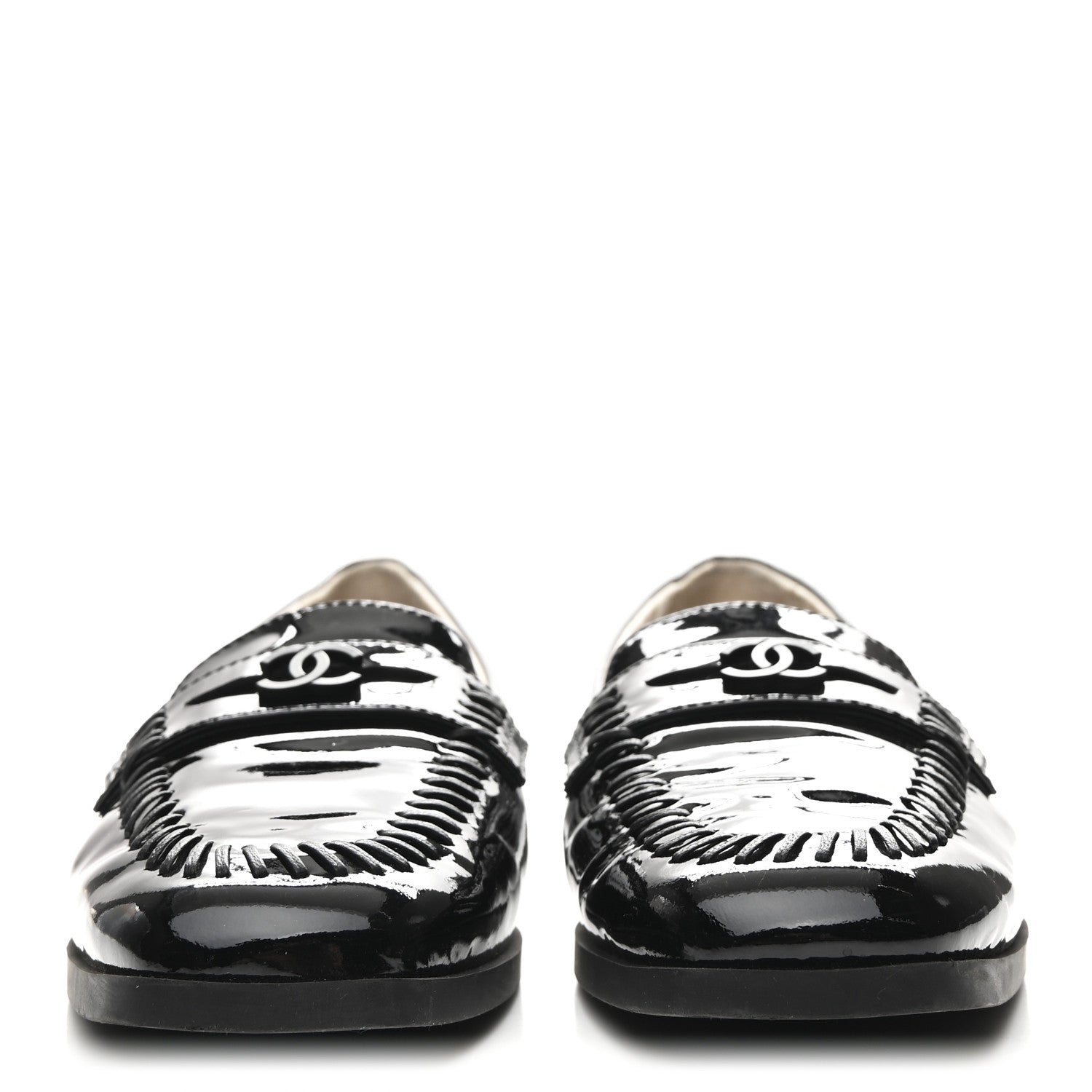 Chanel Patent CC Mocassin Loafers 38 Black 3 of 9