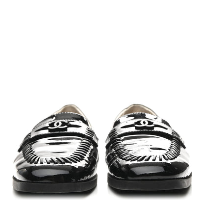 Chanel Patent CC Mocassin Loafers 38 Black 3 of 9