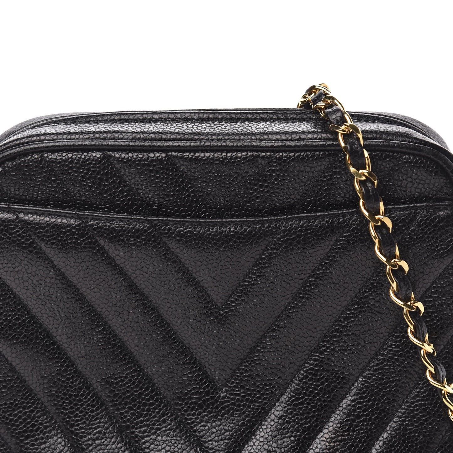 Caviar Chevron Quilted Camera Case Black