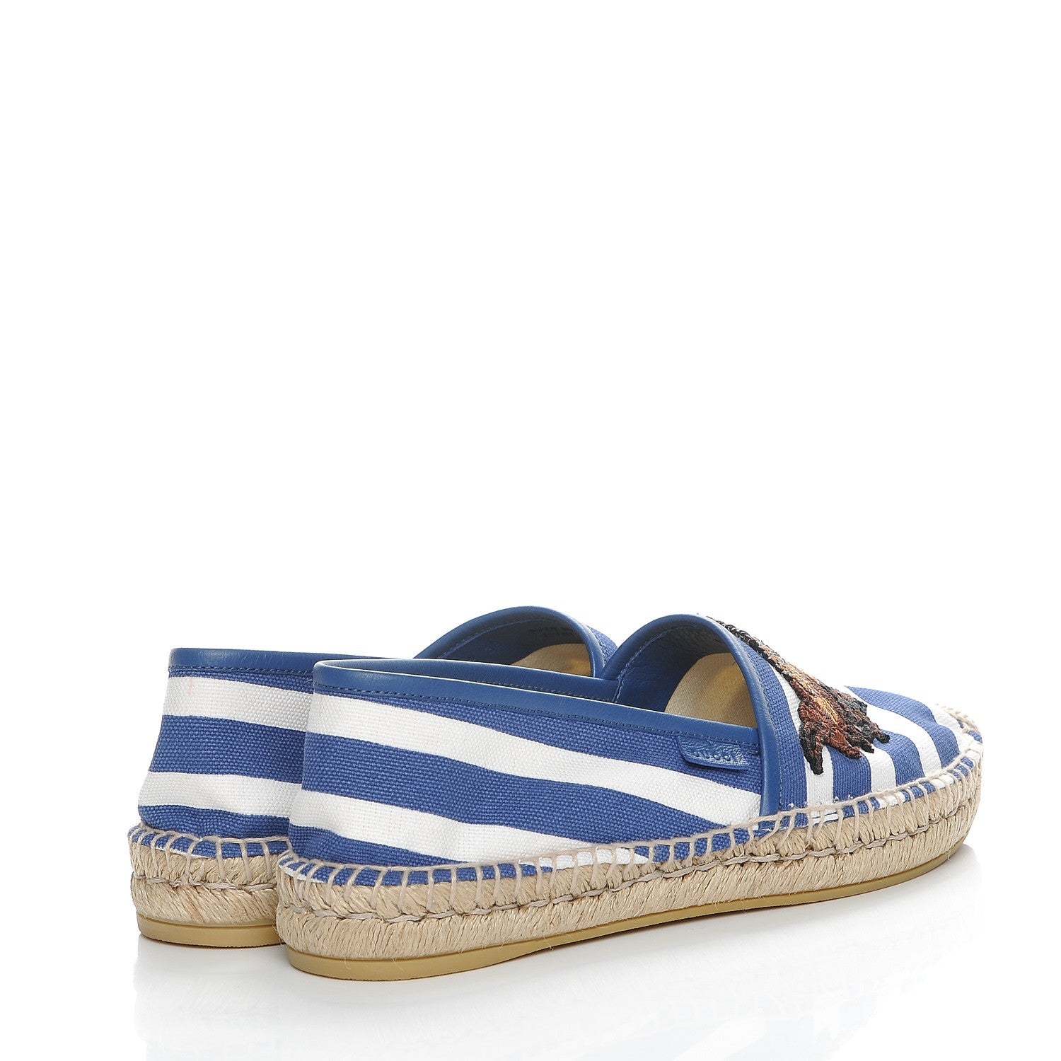 Gucci Canvas Embroidered Striped Espadrilles 39 Caspian White 4 of 10