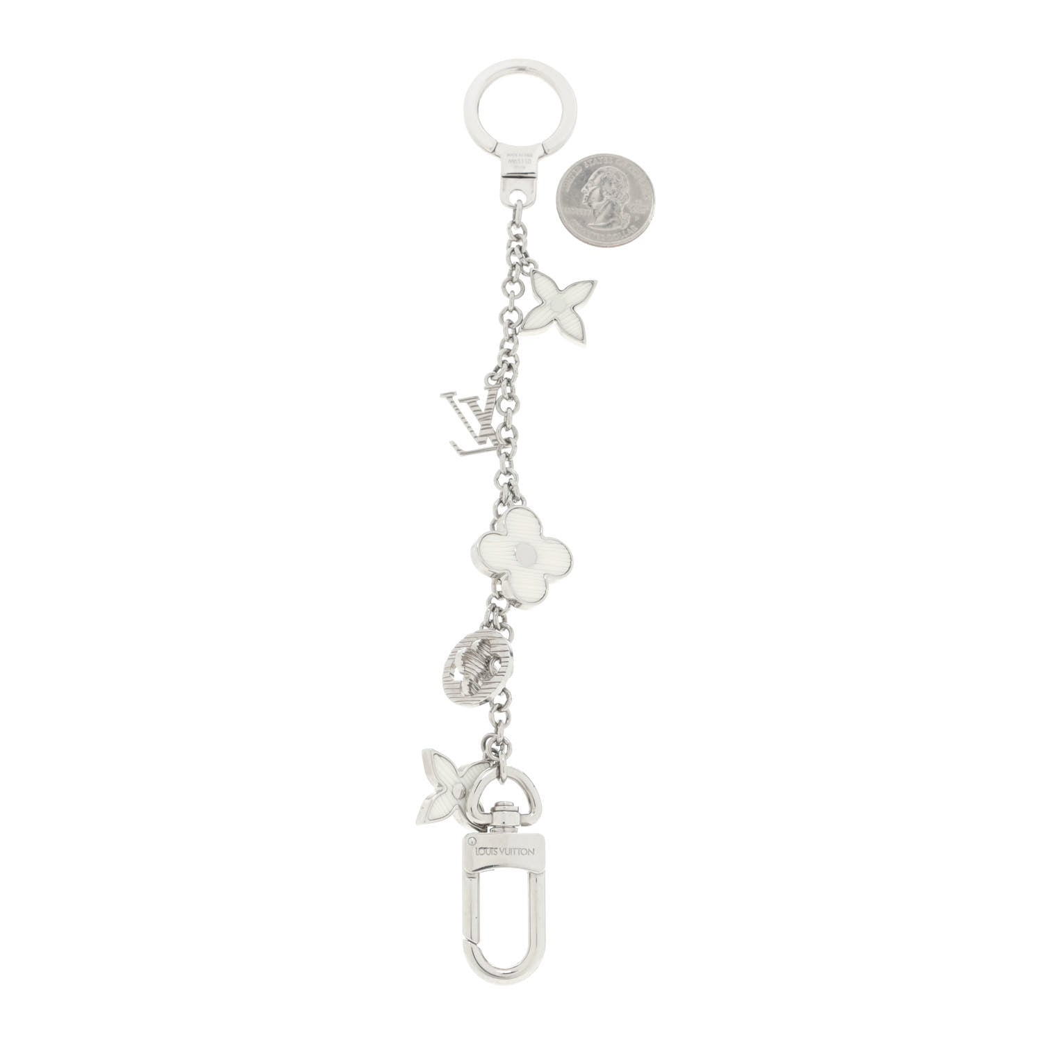 Louis Vuitton Fleur De Monogram Bag Charm Chain Silver 2 of 5