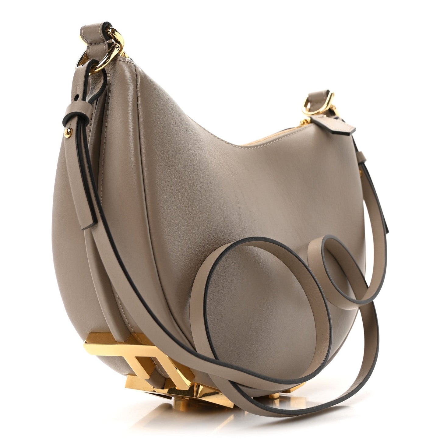 Vitello Grace Matte Mini Fendigraphy Hobo Bag Tortora