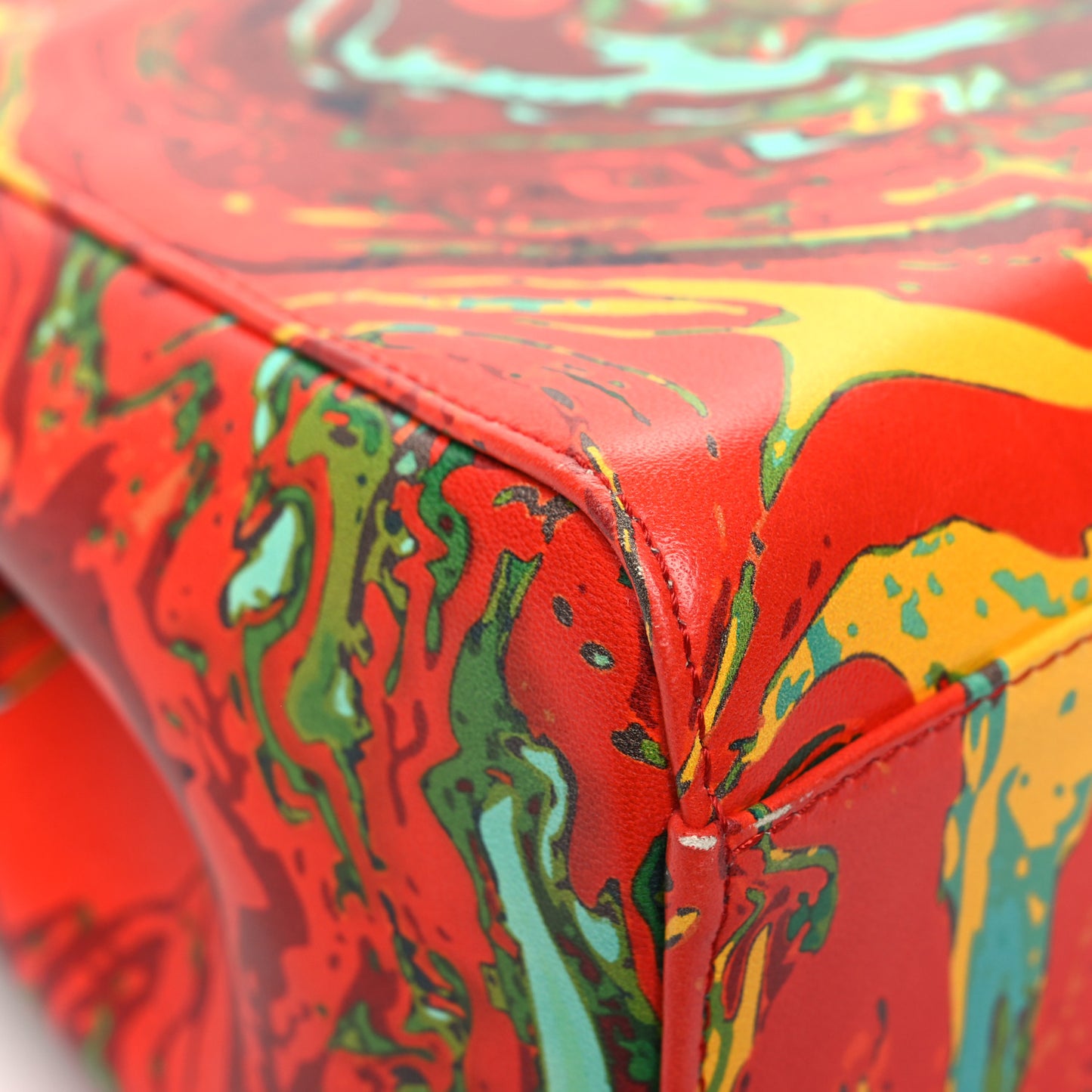 Nappa Marble Mini Peekaboo Iconic Satchel Rosso Multicolor