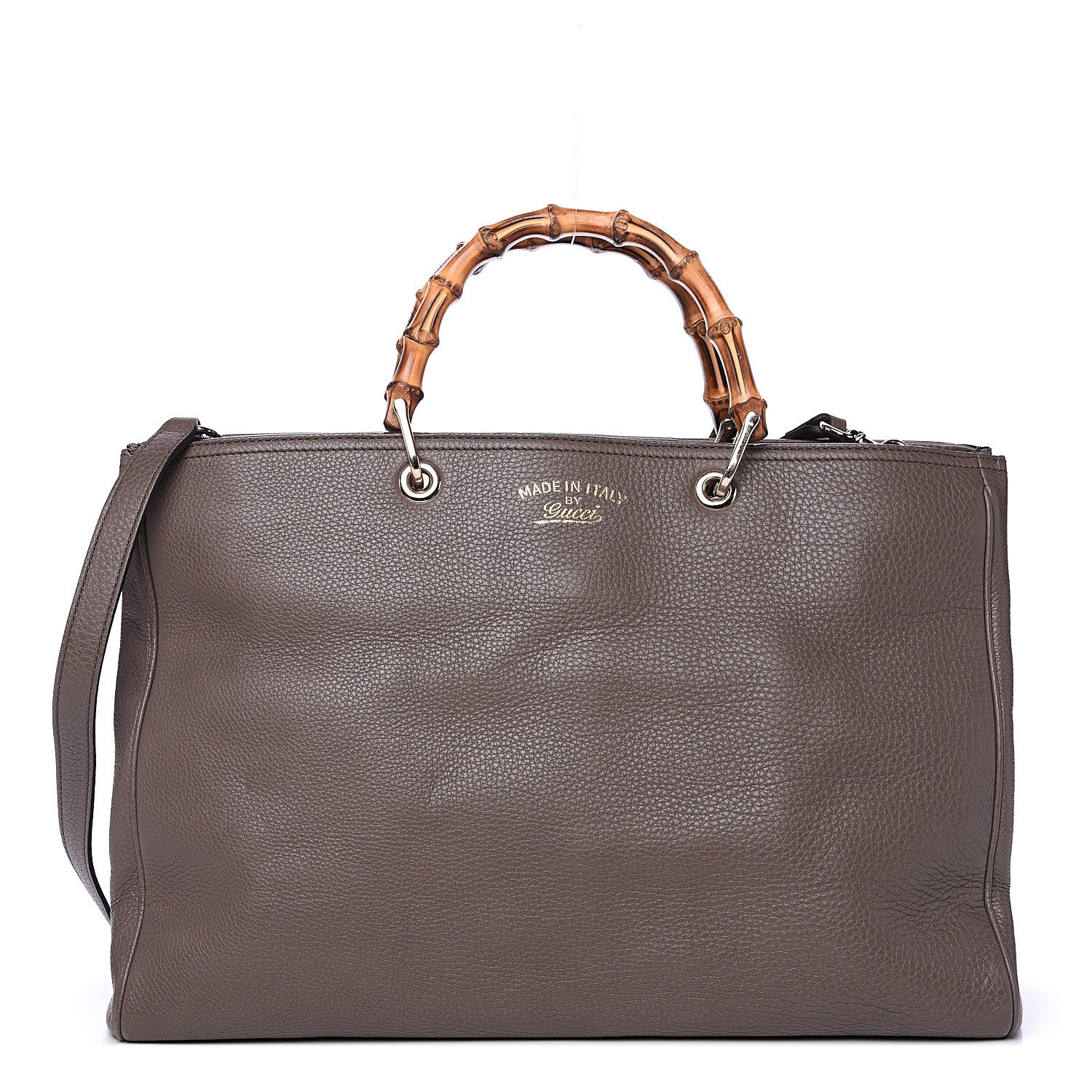 Gucci Calfskin Large Bamboo Shopper Tote Grey Field 1 of 12