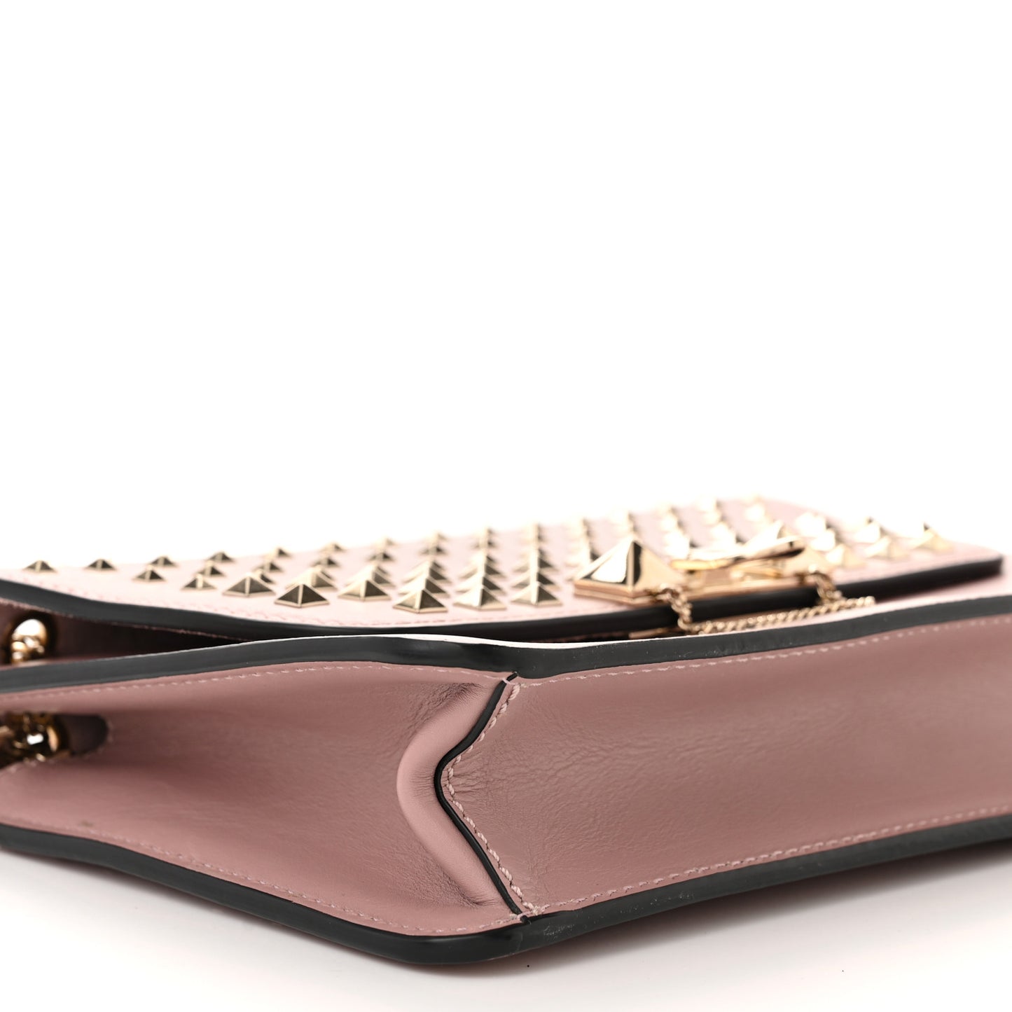 Vitello Small Rockstud All Over Demilune Shoulder Bag Lipstick