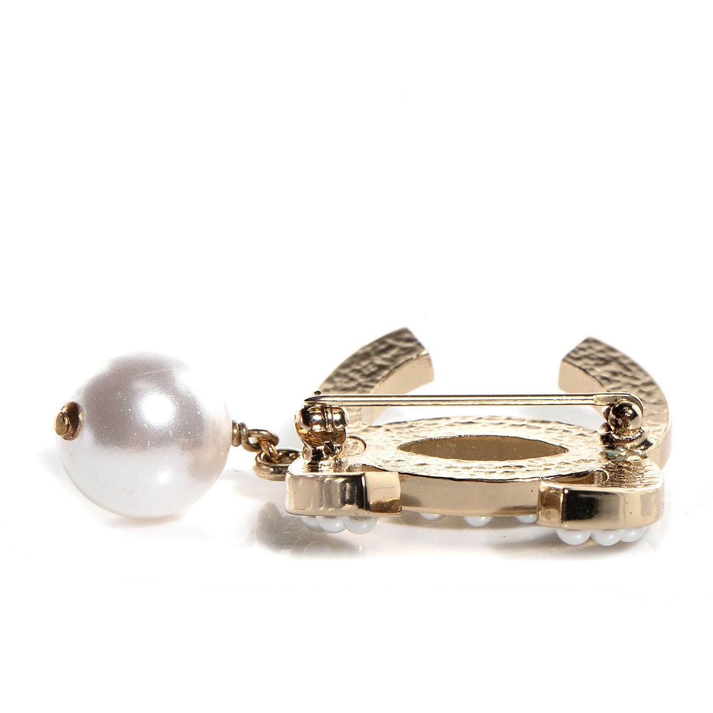CC Pearl Brooch with Pearl Drop Gold