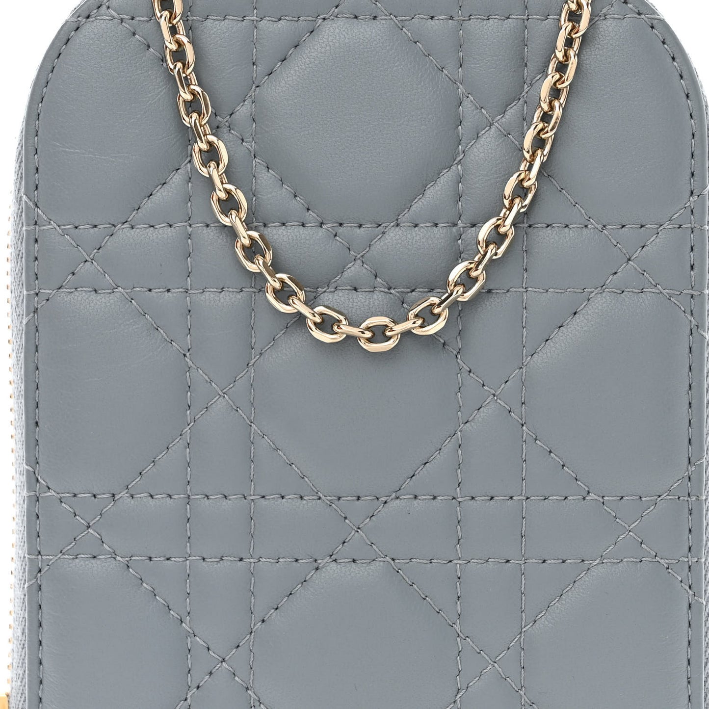 Lambskin Cannage Lady Dior Phone Holder Cloud Blue