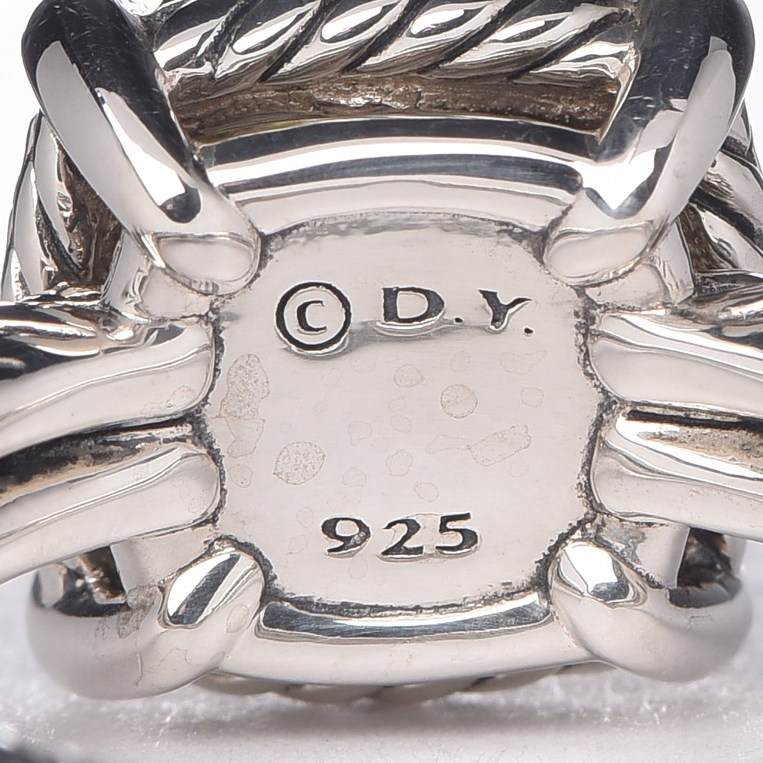 David Yurman Sterling Silver Diamond Lemon Citrine 9mm Chatelaine Pave Bezel Ring 50 5.5 5 of 5