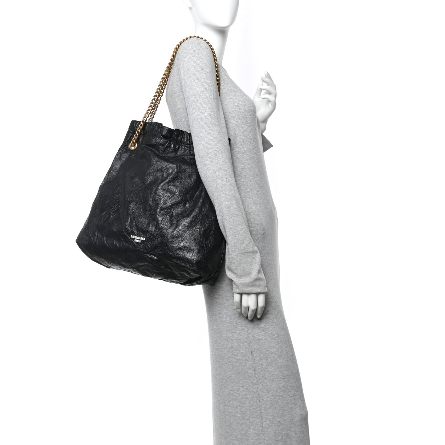 Crushed Calfskin Crush Medium Chain Tote  Black