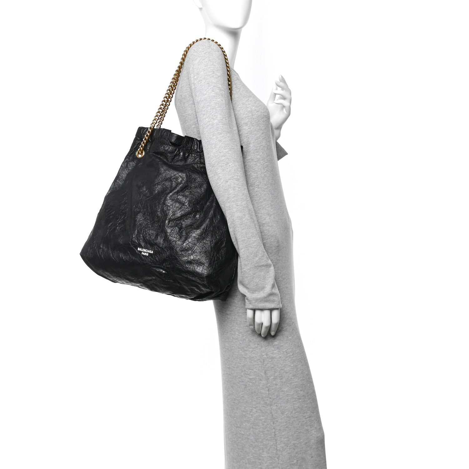 Balenciaga Crushed Calfskin Crush Medium Chain Tote  Black 3 of 11