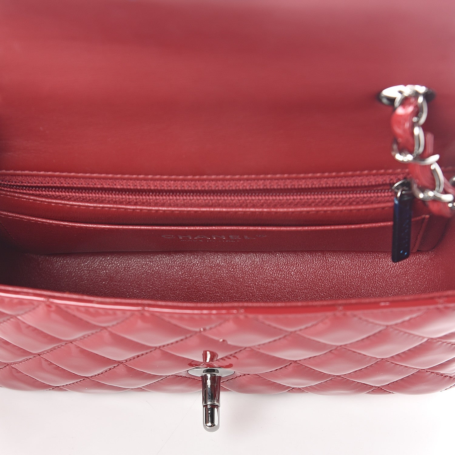 Chanel Patent Calfskin Quilted Mini Rectangular Flap Red 4 of 8