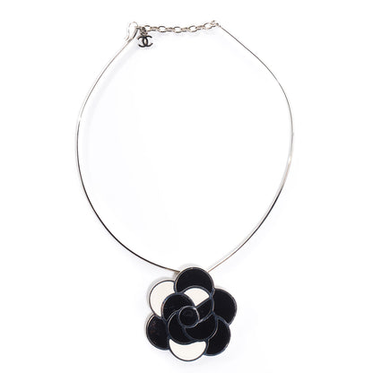 Chanel Enamel Camellia Necklace Black White 1 of 6