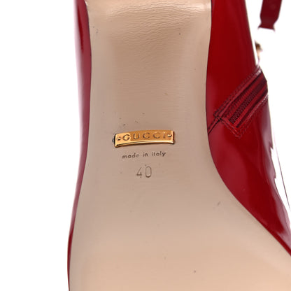 Gucci Patent Calfskin GG Lois Bee Ankle Booties 40 Red 6 of 10