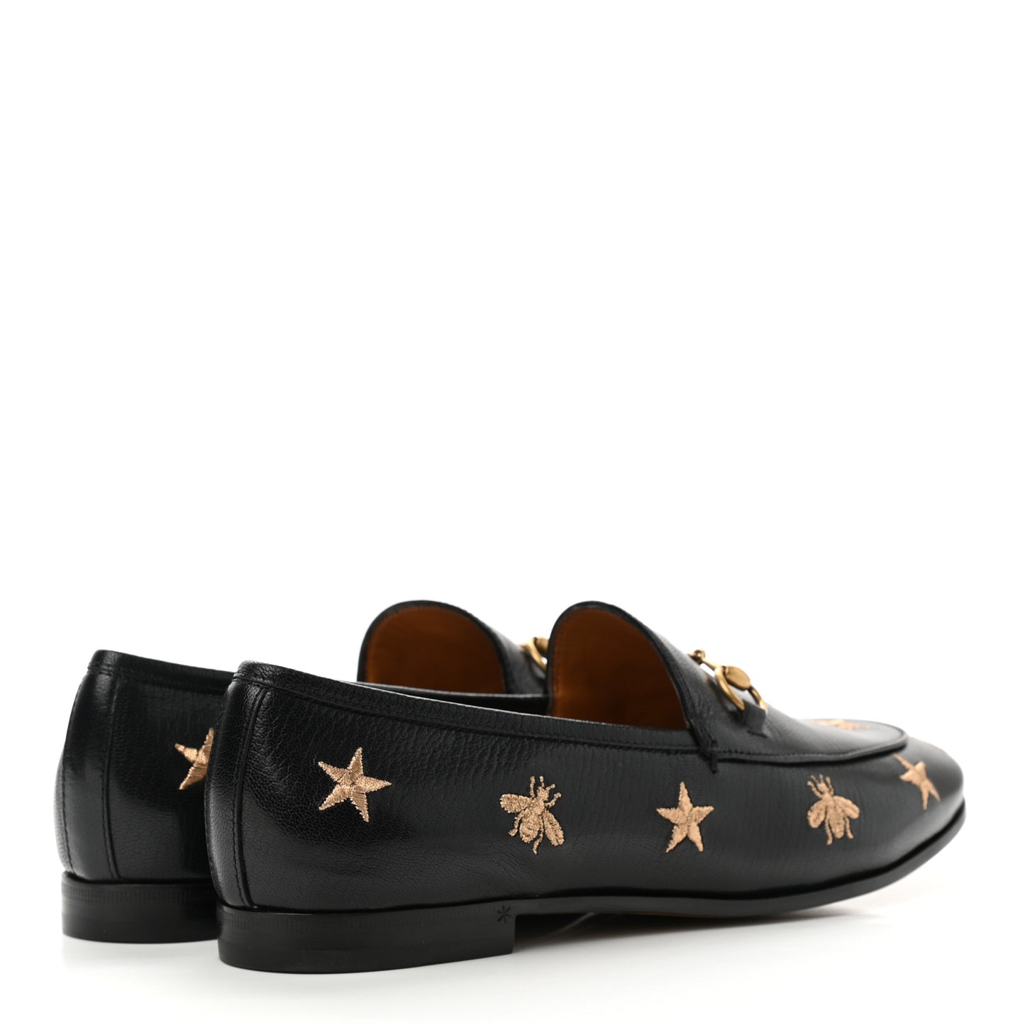 Goatskin Bee Star Embroidered Womens Jordaan Loafers 37 Black