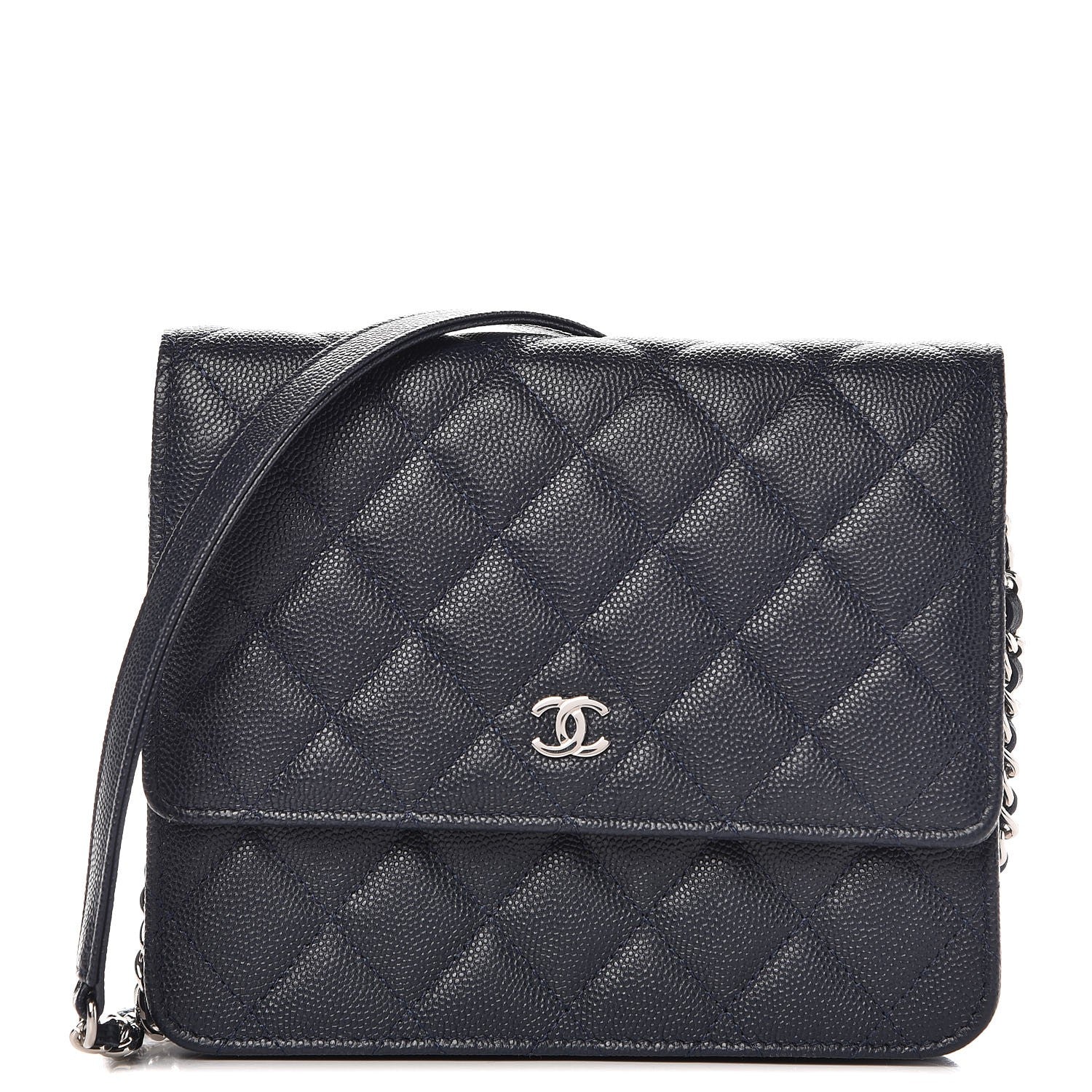 Chanel Caviar Quilted Square Wallet On Chain WOC Navy 1 of 9