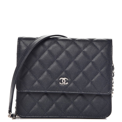 Chanel Caviar Quilted Square Wallet On Chain WOC Navy 1 of 9