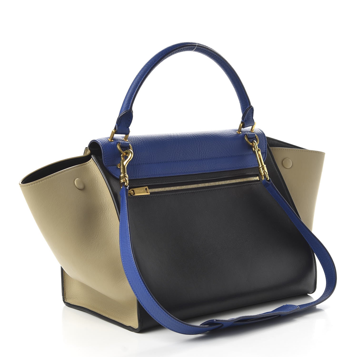 Celine Elephant Calfskin Small Tri-color Trapeze Indigo 3 of 9