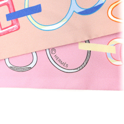 Hermes Silk Do Re Boucles Twilly Rose Poudre Bleu 3 of 4