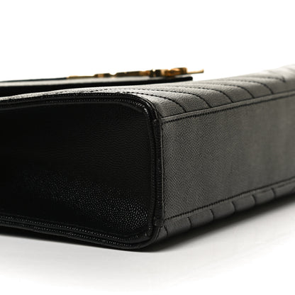 Saint Laurent Grain De Poudre Matelasse Chevron Large Monogram Satchel Black 10 of 11