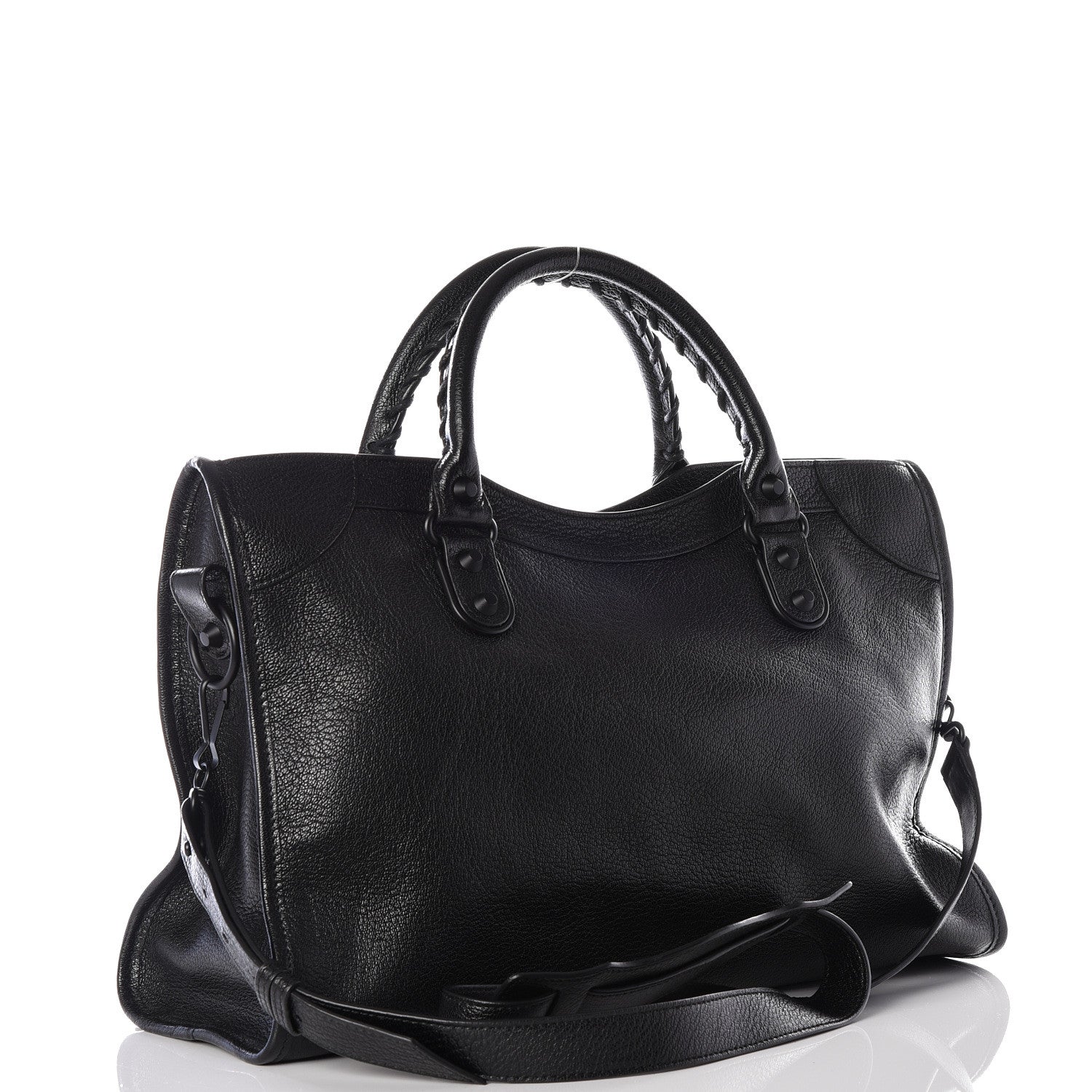 Balenciaga Shiny Grained Goatskin Black Metallic Edge City Black 2 of 9