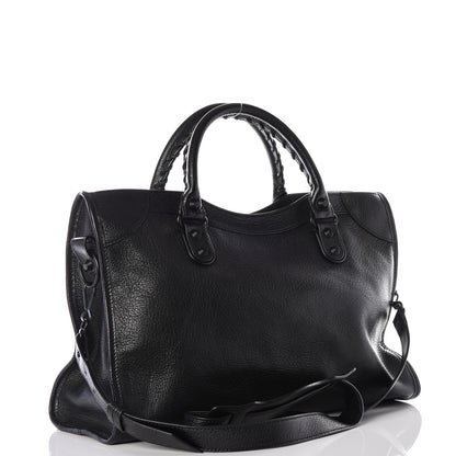 Balenciaga Shiny Grained Goatskin Black Metallic Edge City Black 2 of 9