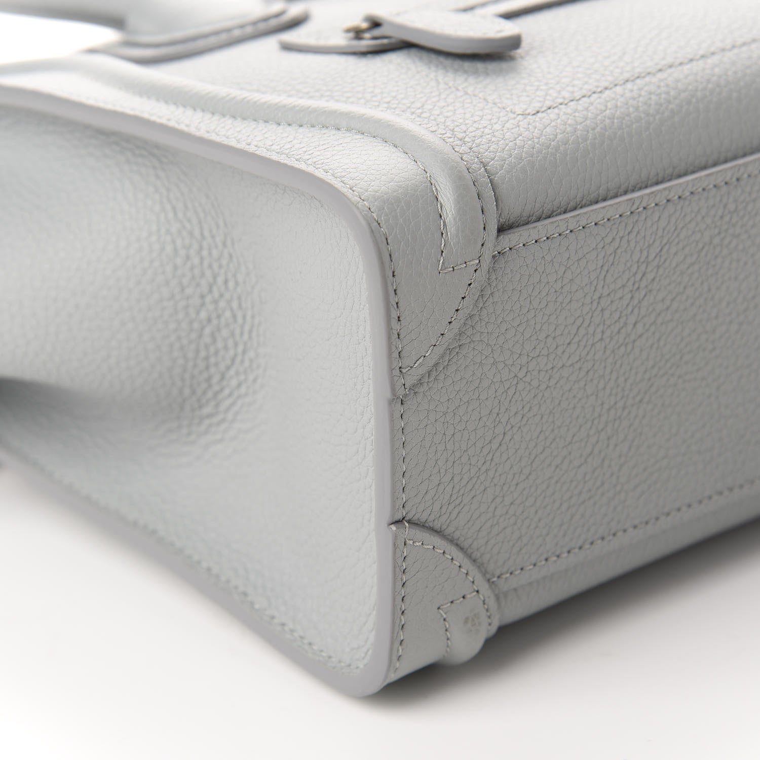 Celine Drummed Calfskin Nano Luggage Mineral 6 of 10
