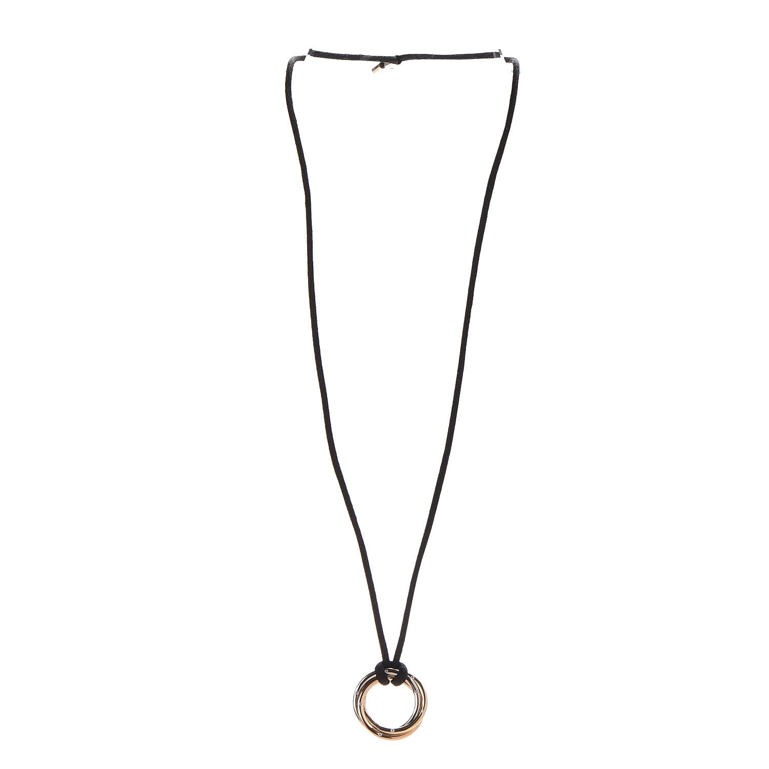 Cartier 18K Pink Yellow White Gold Diamond Trinity Cord Necklace 3 of 7