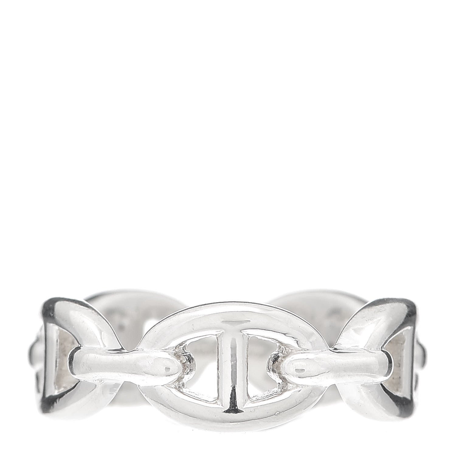 Hermes Sterling Silver PM Chaine d'Ancre Enchainee Band Ring 54 6.75 1 of 7