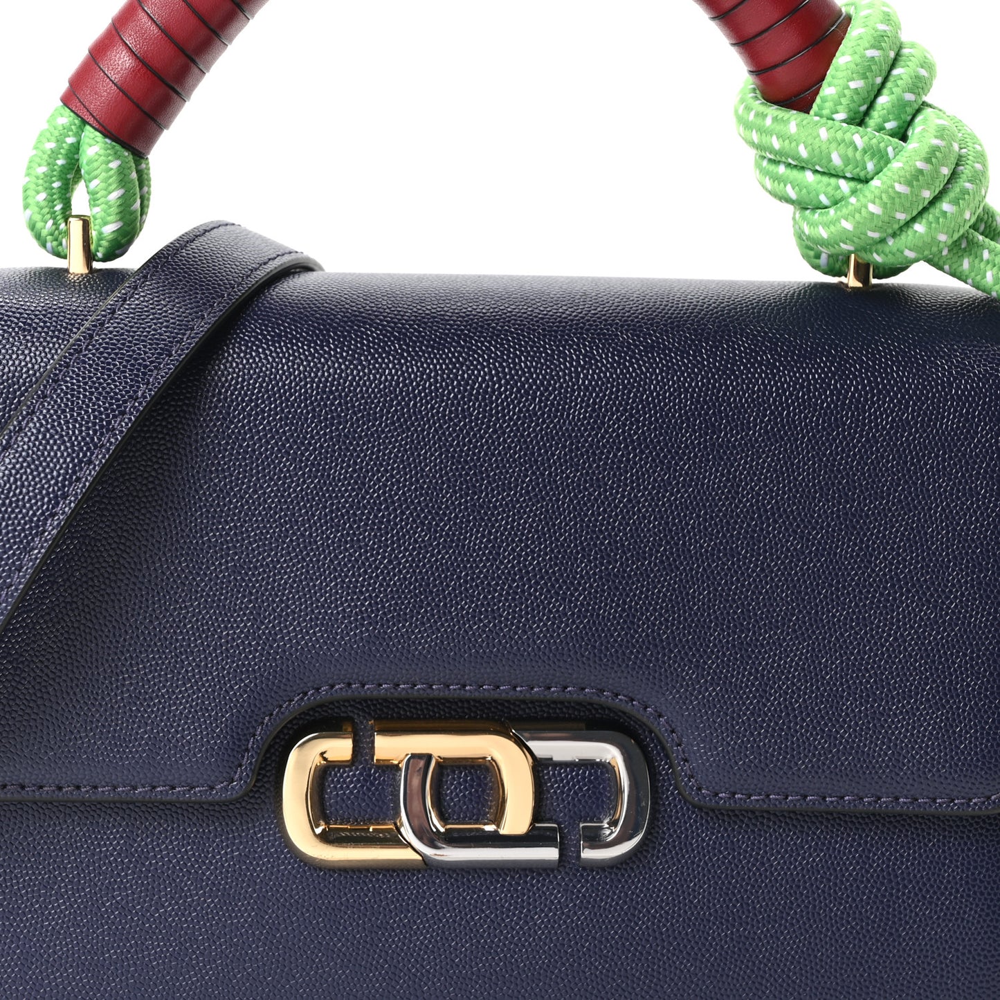 Textured Calfskin The J Link Shoulder Bag Navy Multicolor