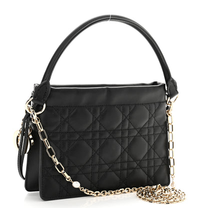 Christian Dior Lambskin Cannage Mini Top Handle Drawstring Bag Black 3 of 10