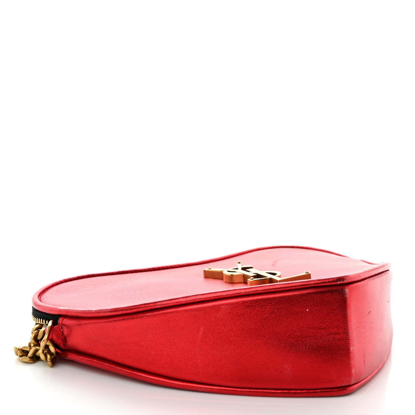 Metallic Calfskin Heart Monogram Crossbody Black Rouge