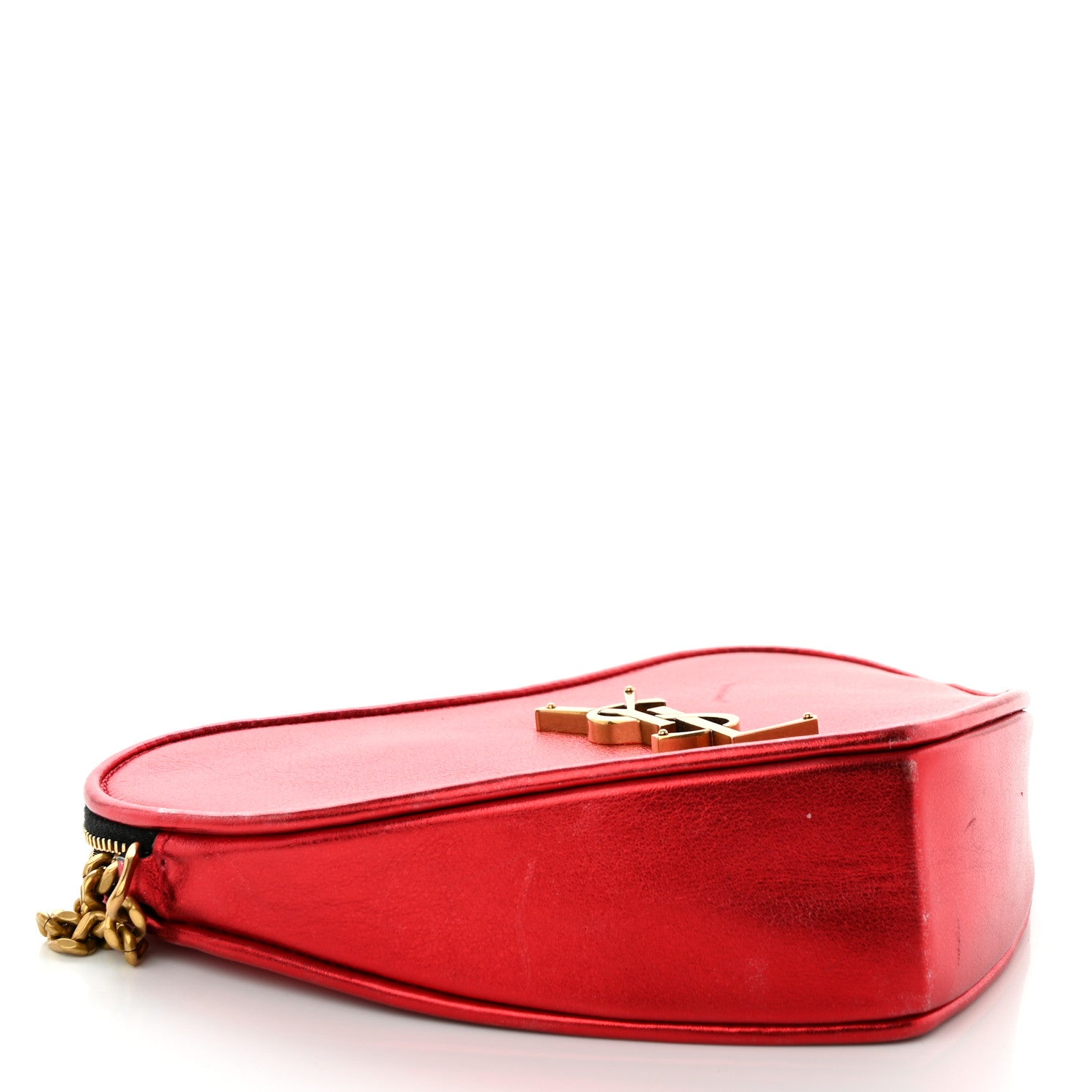 Saint Laurent Metallic Calfskin Heart Monogram Crossbody Black Rouge 4 of 12