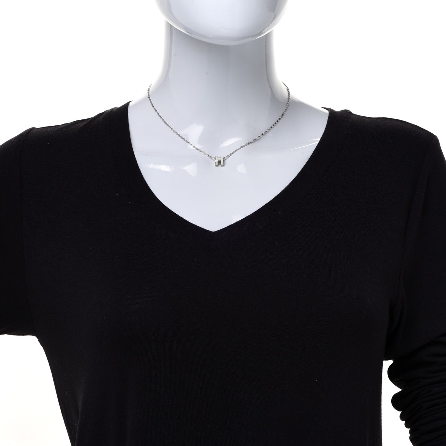 Lacquered Palladium Mini Pop H Pendant Necklace White