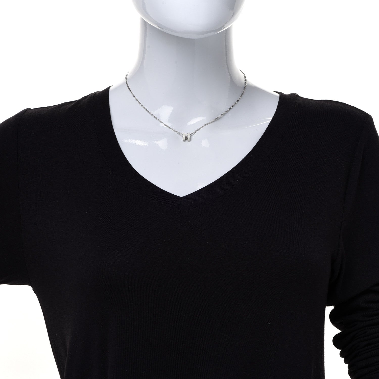 Hermes Lacquered Palladium Mini Pop H Pendant Necklace White 2 of 7